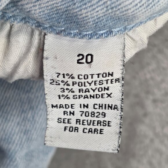 Womens Rue+ Blue Denim Shorts Distressed Happy Face Applique Cut Off Hem Size 20 - Picture 4 of 11